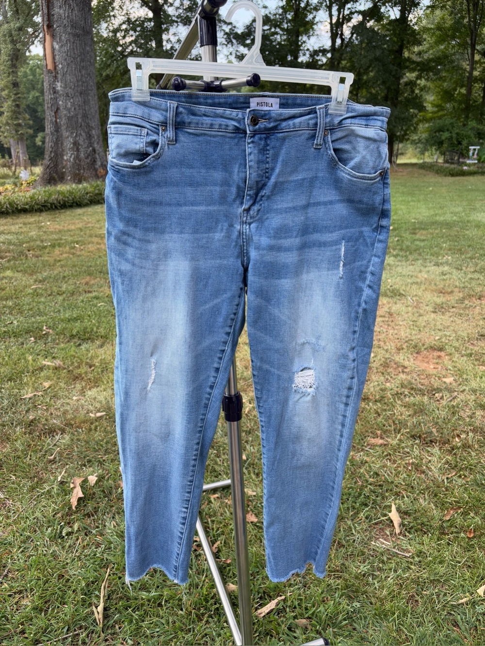 pistola Light Blue Distressed Boyfriend Jeans Women’s Size 16W